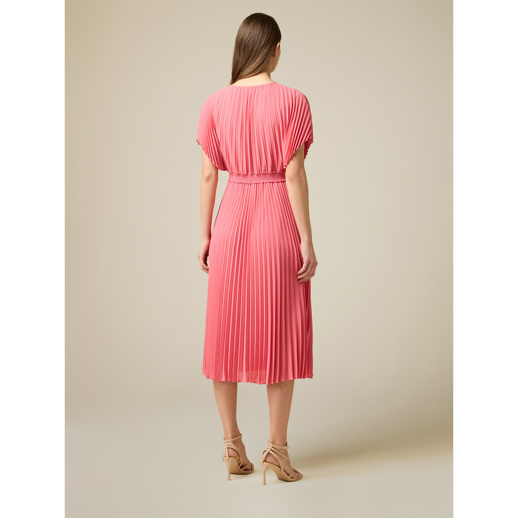 Oltre - Vestido midi plisado - Rosa