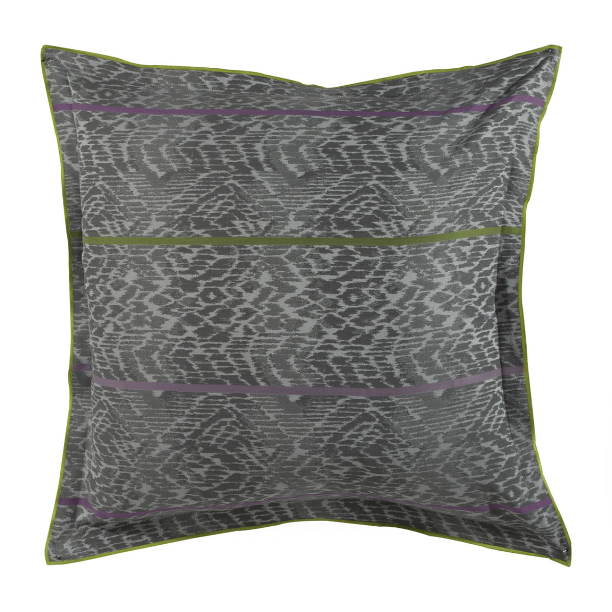 Taie d'oreiller imprimée en percale de coton, BANDELA, Gris Cendre