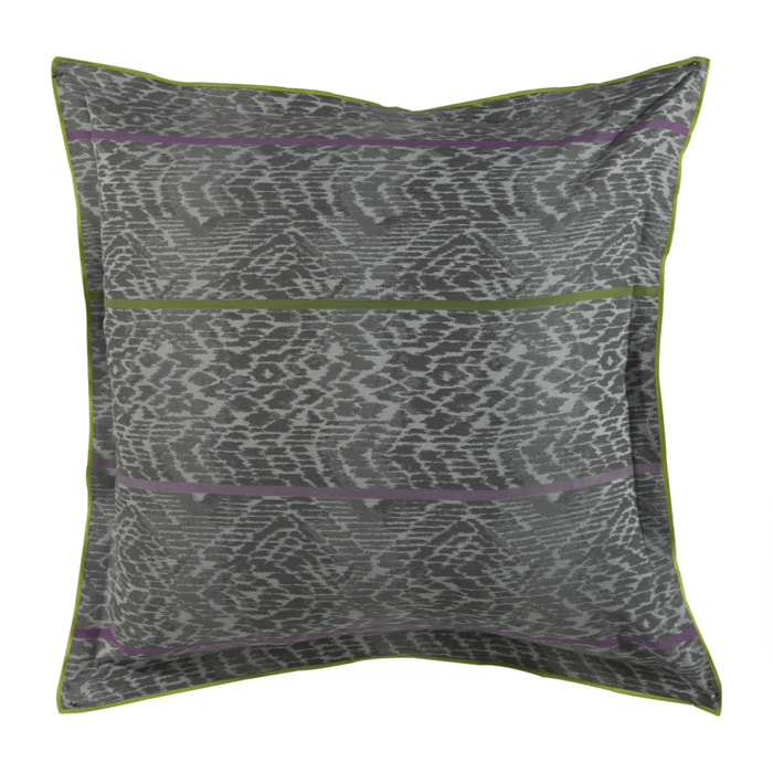 Taie d'oreiller imprimée en percale de coton, BANDELA, Gris Cendre