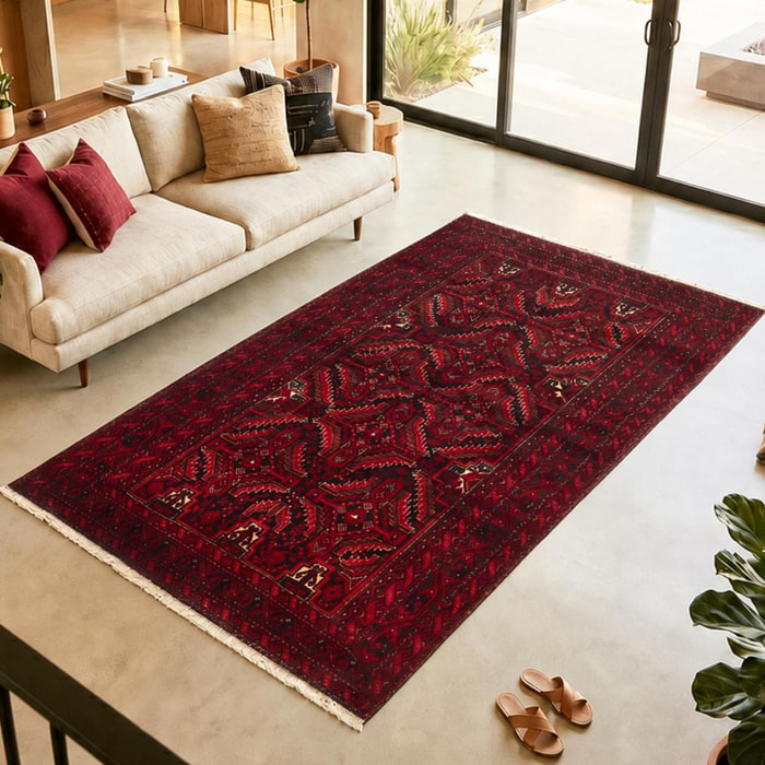Tapis d'orient, motif oriental, noué main en laine, ABAROLO
