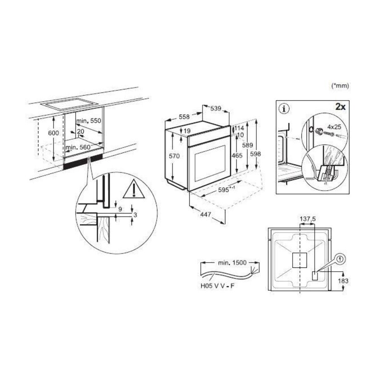 Four encastrable ESSENTIELB EFMH65N1 - Hydrolyse - Chaleur tournante - Rails télescopiques