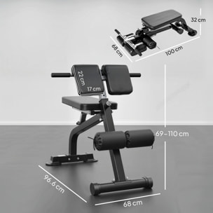 Banc de musculation pliable réglable - banc à abdominaux et lombaires - noir