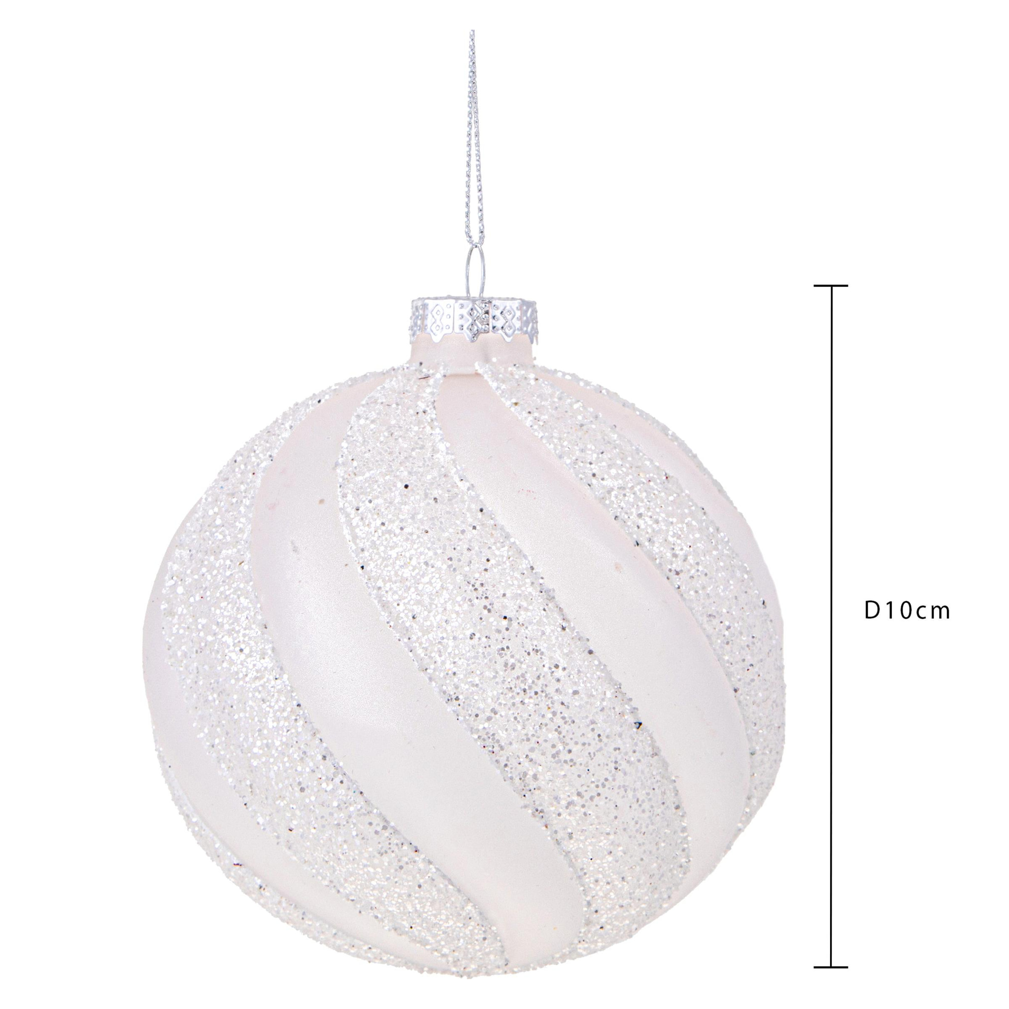 Sfera con Glitter - Pezzi 4 - Colore Bianco - 10x10Hx10cm - Bianchi Dino