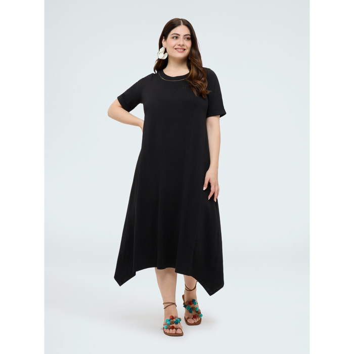 Fiorella Rubino - Vestido con detalle calado en el cuello - Negro