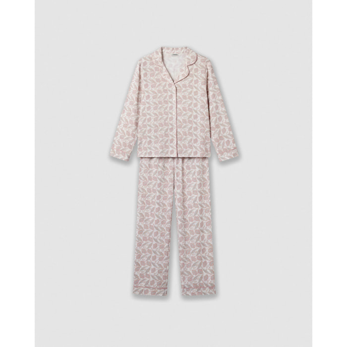 Pijama largo camisero viscosa solta rosa