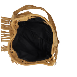 Borsa a secchiello da donna Made in Italy - Modello Umbria Plus - Pelle scamosciata - 25.0 x 22.0 x 13.0 cm