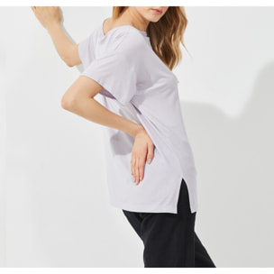 Maglia manica corta scollo barchetta in viscosa sostenibile vestibilità over