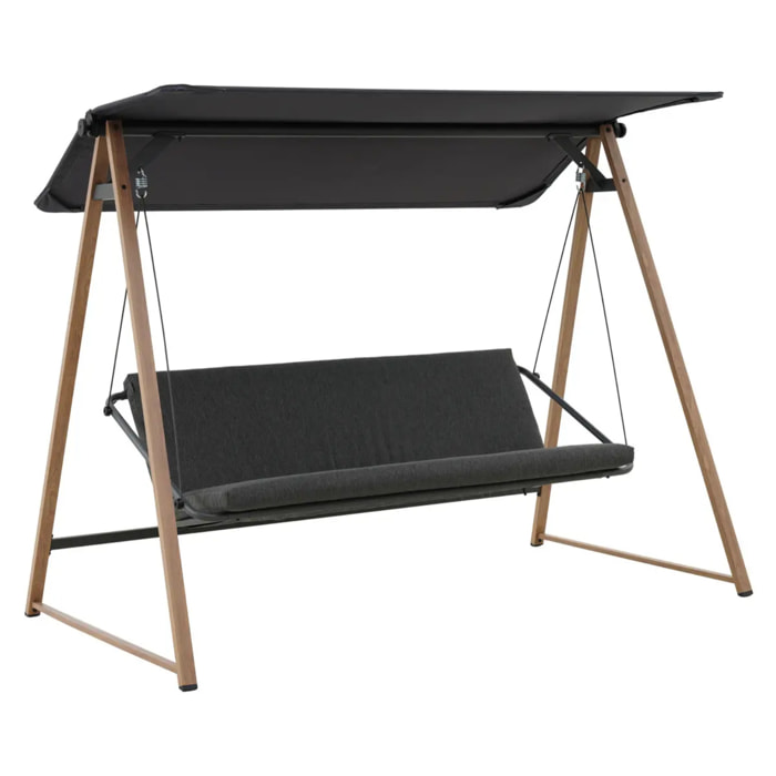Balancelle de jardin "Soly" honey & charbon 224x135x173cm en acier