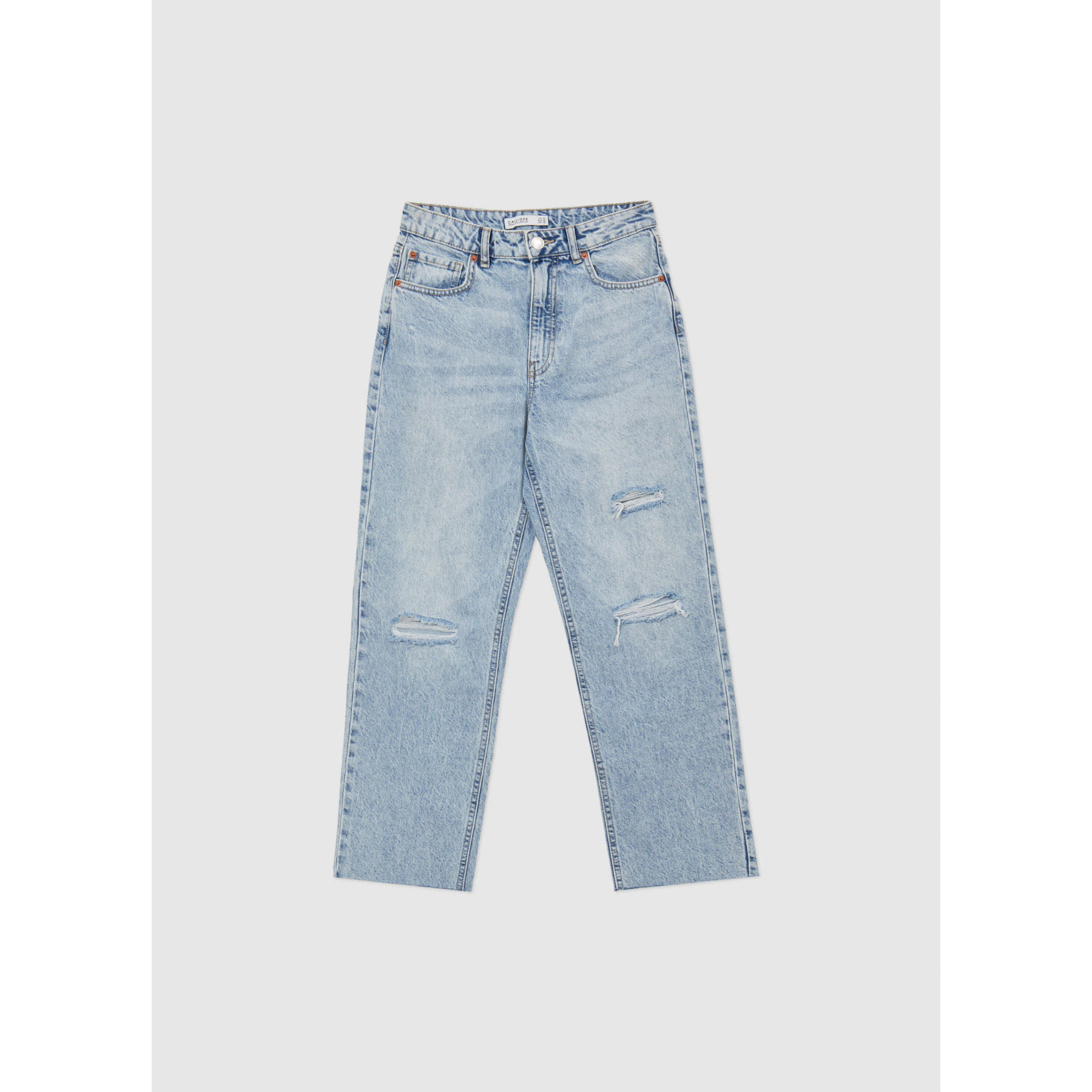 Jeans straight con rotture