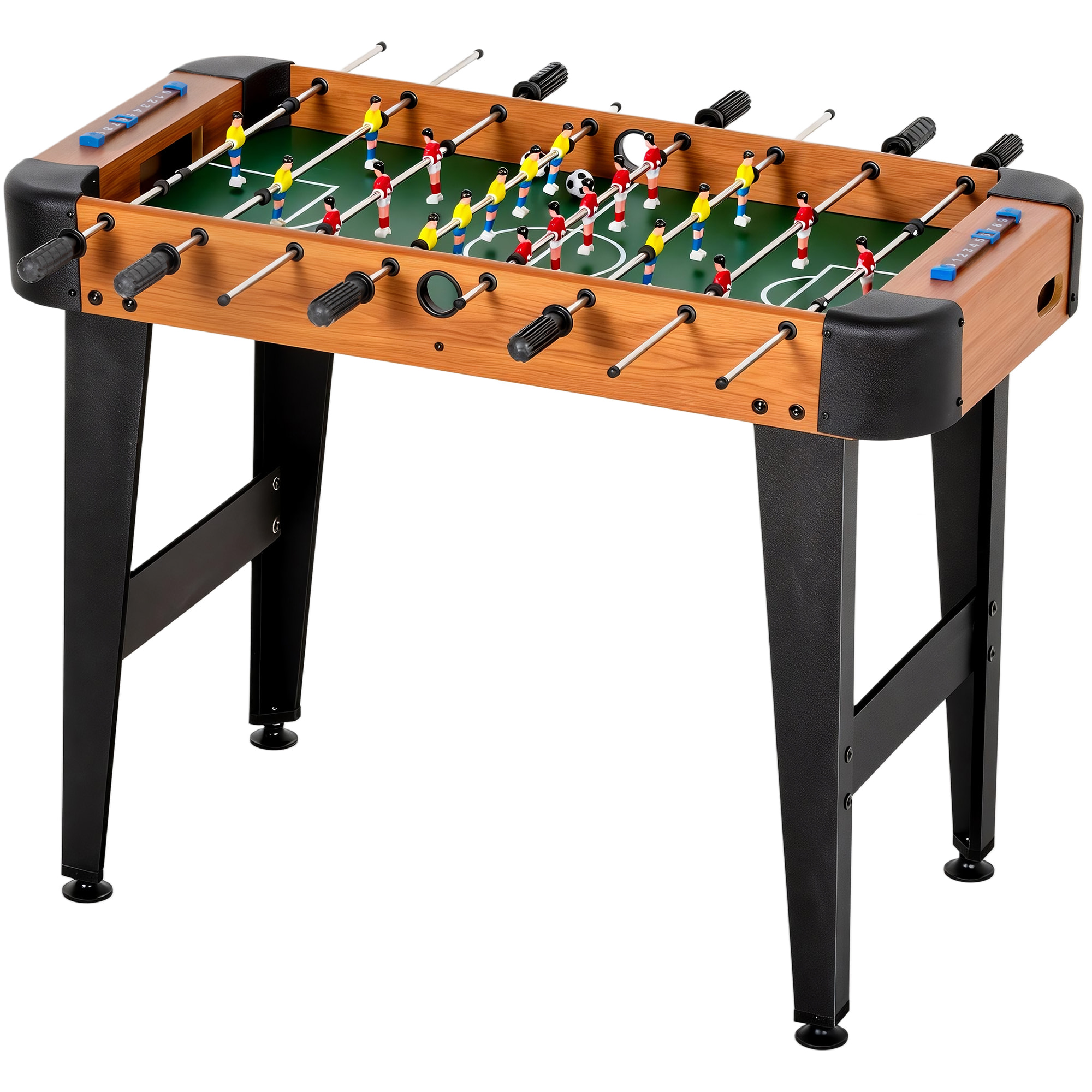 Babyfoot enfant - 22 joueurs, 2 ballons, 4 + 4 poignées, compteurs - dim. 92 x 75 x 71 cm - effet bois noir