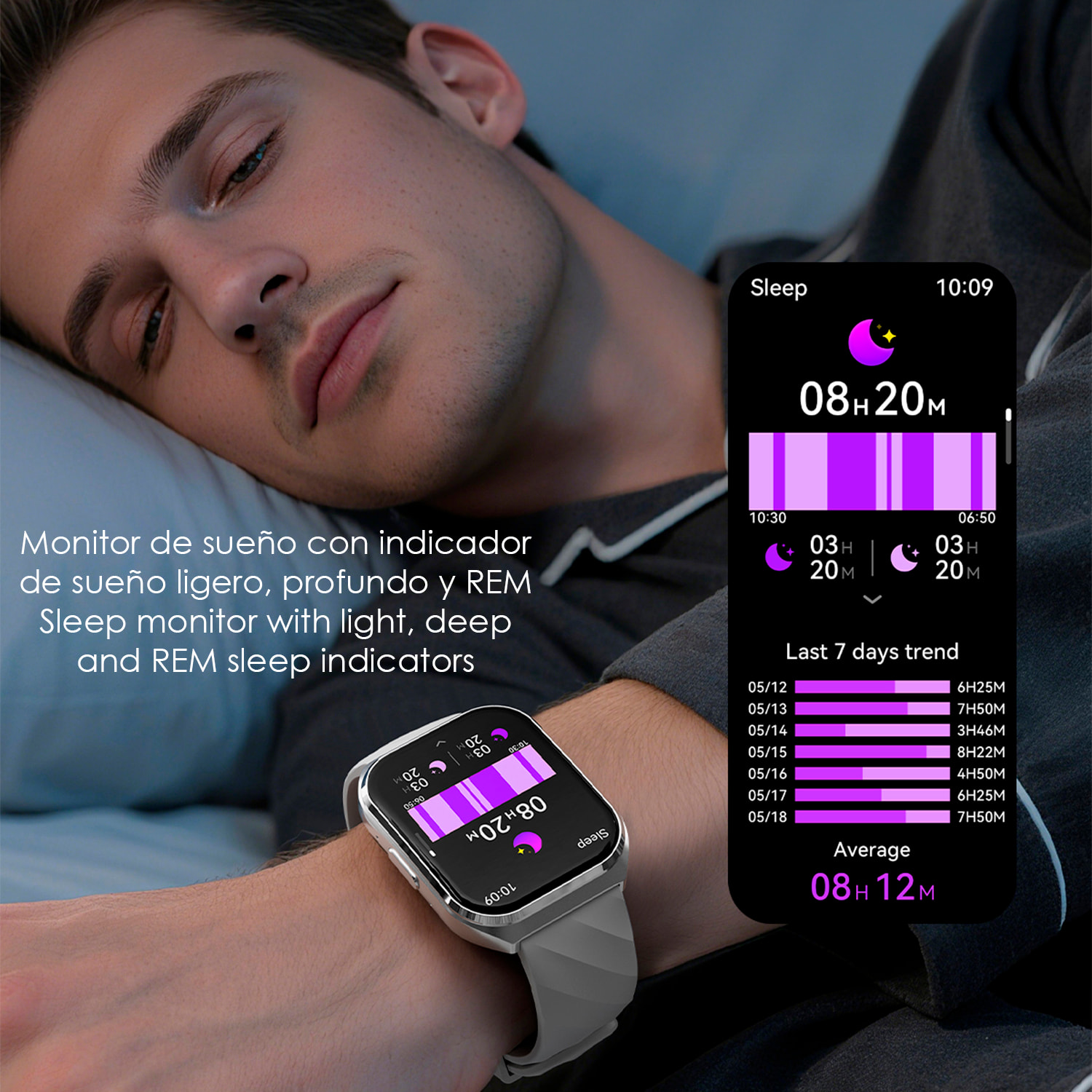 Smartwatch QS66. Schermo da 1,83" con batteria a lunga durata. Chiamate Bluetooth, assistente vocale, monitoraggio della salute e modalità sportive multiple.