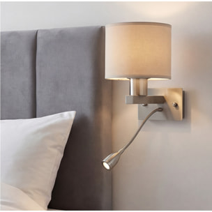 LEDS C4 Aplique LED Torino E27 60W en níquel satinado, compatible con pantalla no incluida