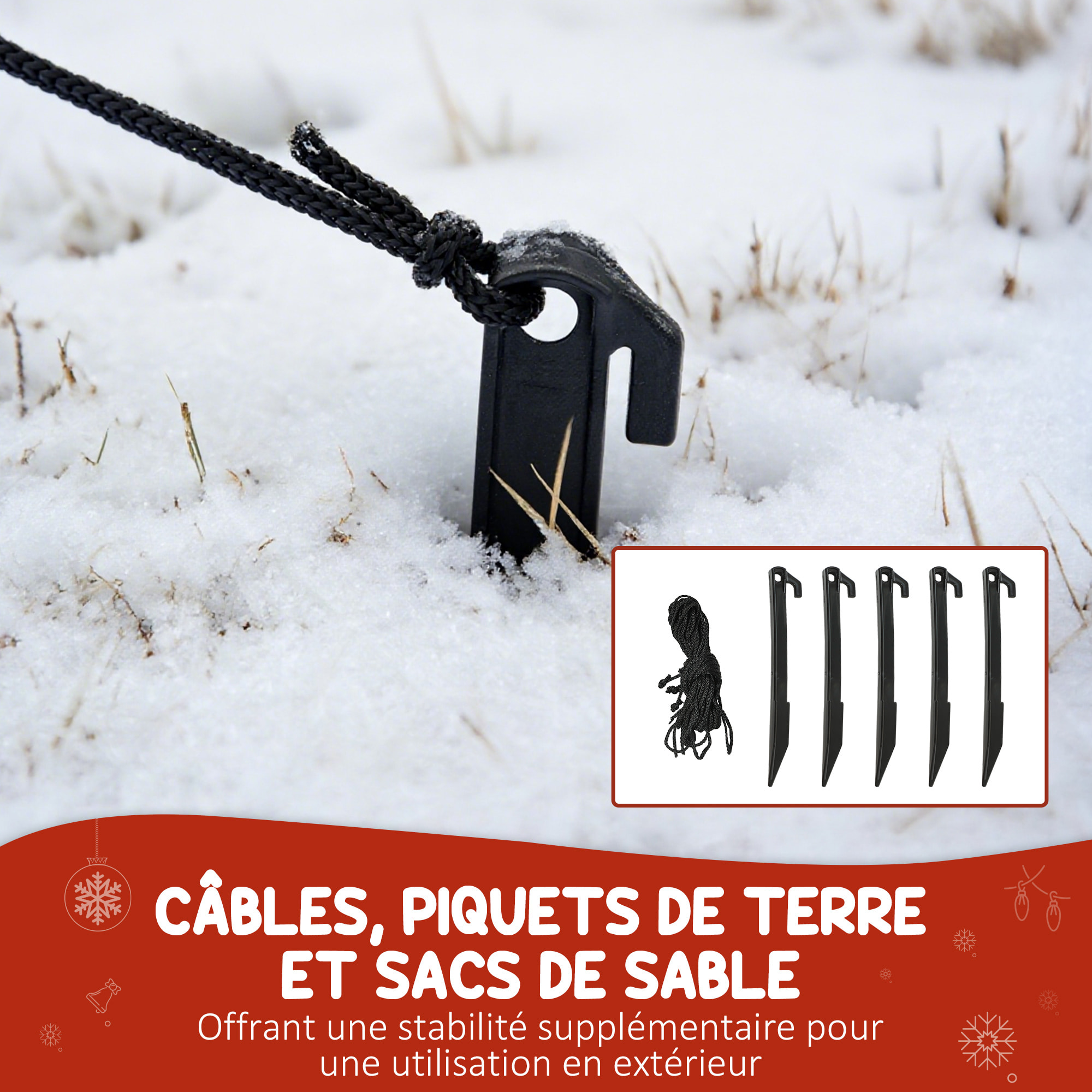 Bonhomme de neige gonflable LED Noël H.240cm matériel fixation et souffleur inclus