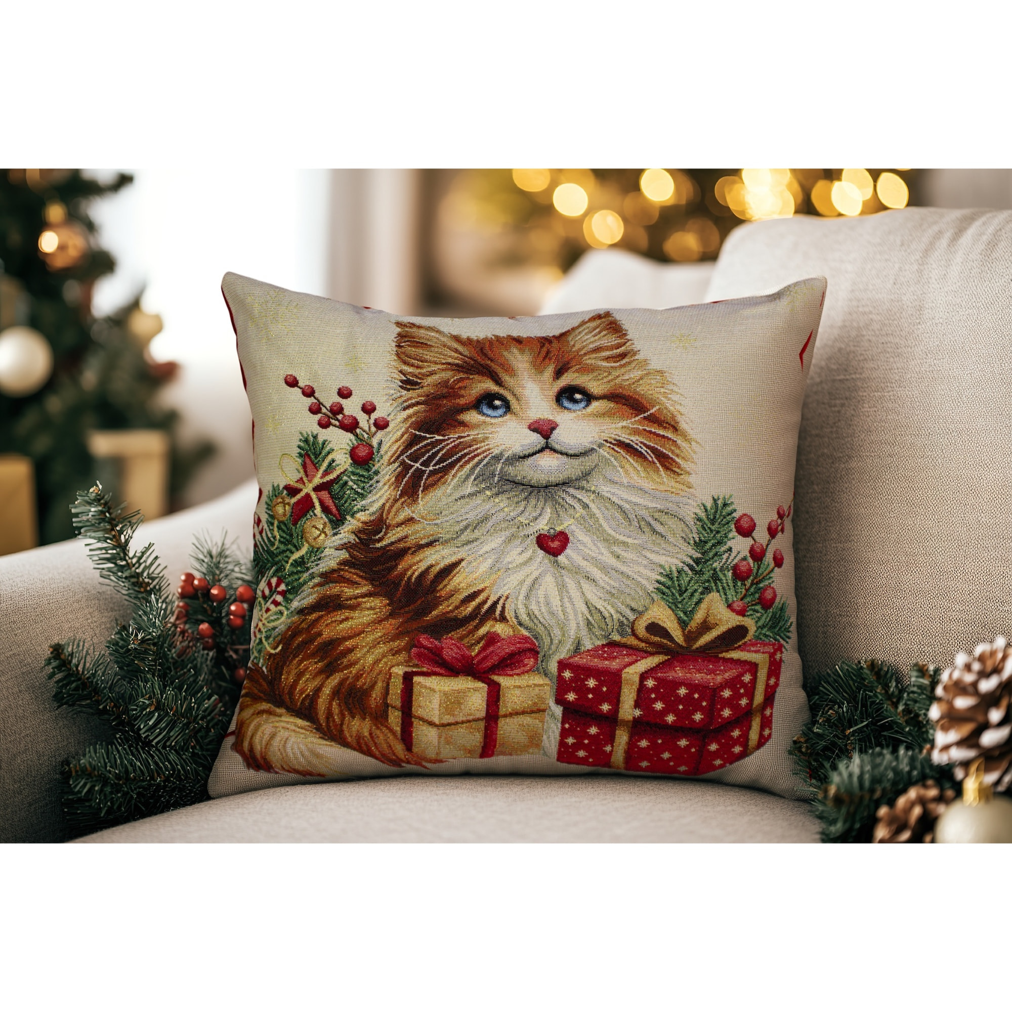 COPPIA CUSCINI ARREDO JACQUARD SFODERABILI 43X43 CM DISEGNO FELIX