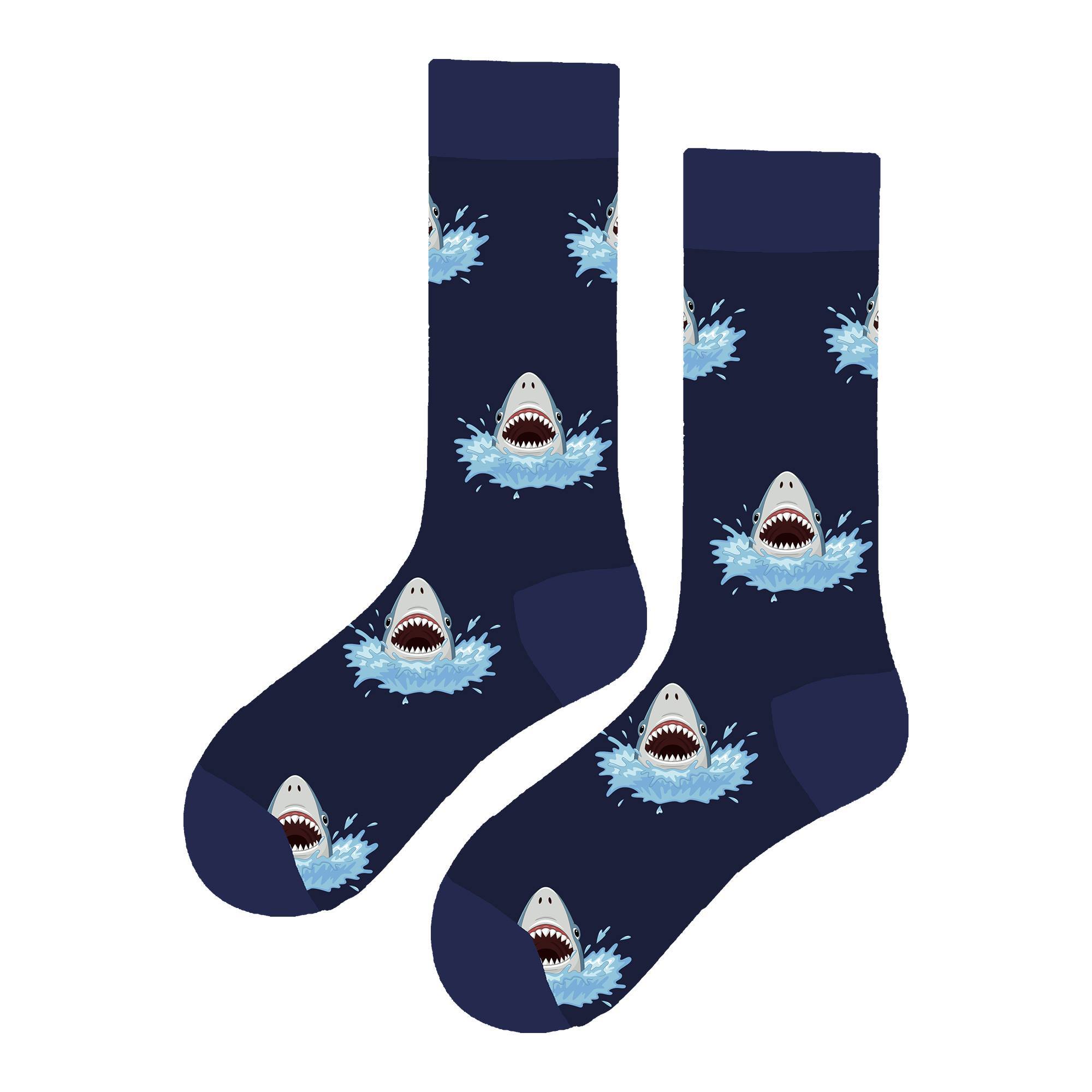 Calcetines Altos Divertidos Unisex con Dibujos de Tiburones, Talla única 27-35