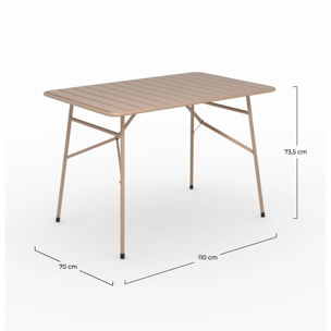 Table de jardin en métal taupe 4 personnes - Yumi