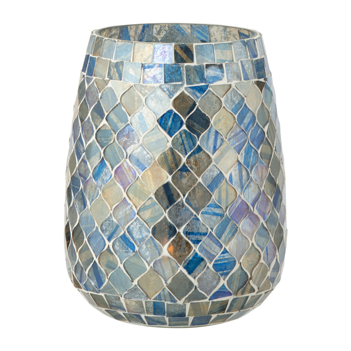 J-Line bougeoir Mosaïque - verre - gris bleu