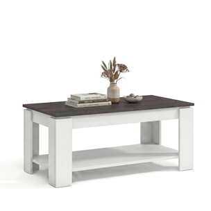 Mesa de centro elevable con almacenaje en blanco mate y óxido 102x43-54 cm Lya Blanco Artik (Blanco Mate) - Óxido