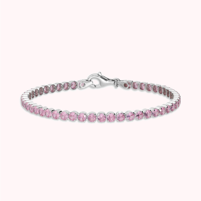 Bracciale Tennis in Argento 925 con Cubic Zirconia Rosa