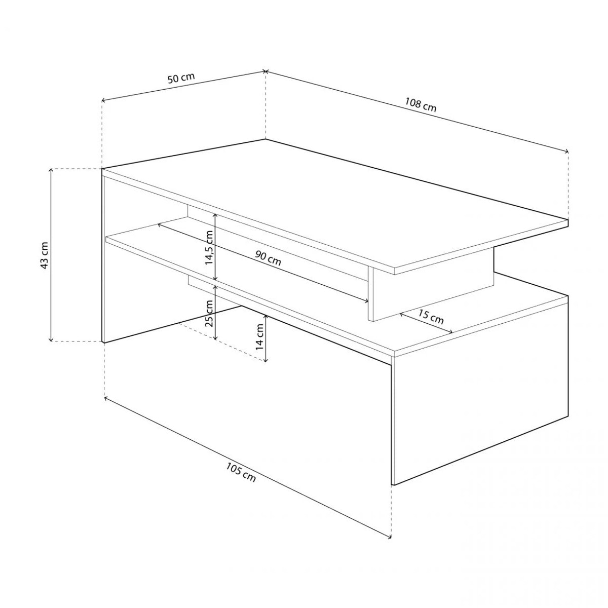 Mesa de centro Iris Blanco Artik (Blanco Mate) - Roble Nodi