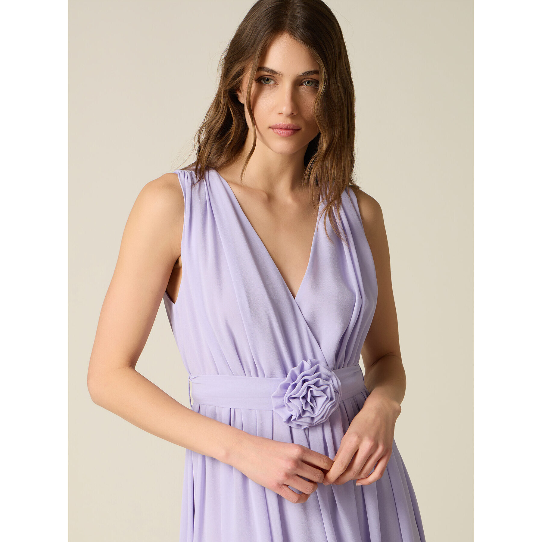 Oltre - Vestito lungo con dettaglio fiore - Viola