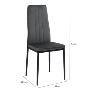 Chaises Jade en velours et pieds noirs - Gris anthracite