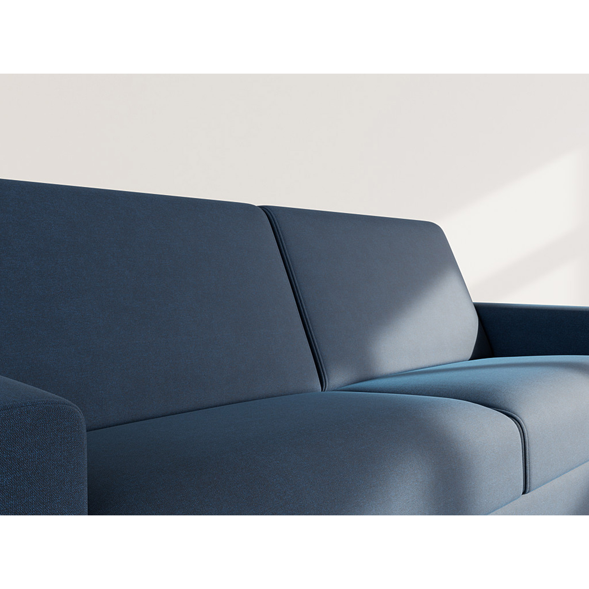 Julia - canapé lit 3 places convertible express couchage quotidien 140 cm matelas 14 cm en tissu - Bleu marine