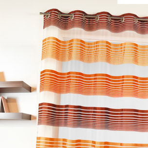 Voilage en organza à fines rayures horizontales - Marron chocolat