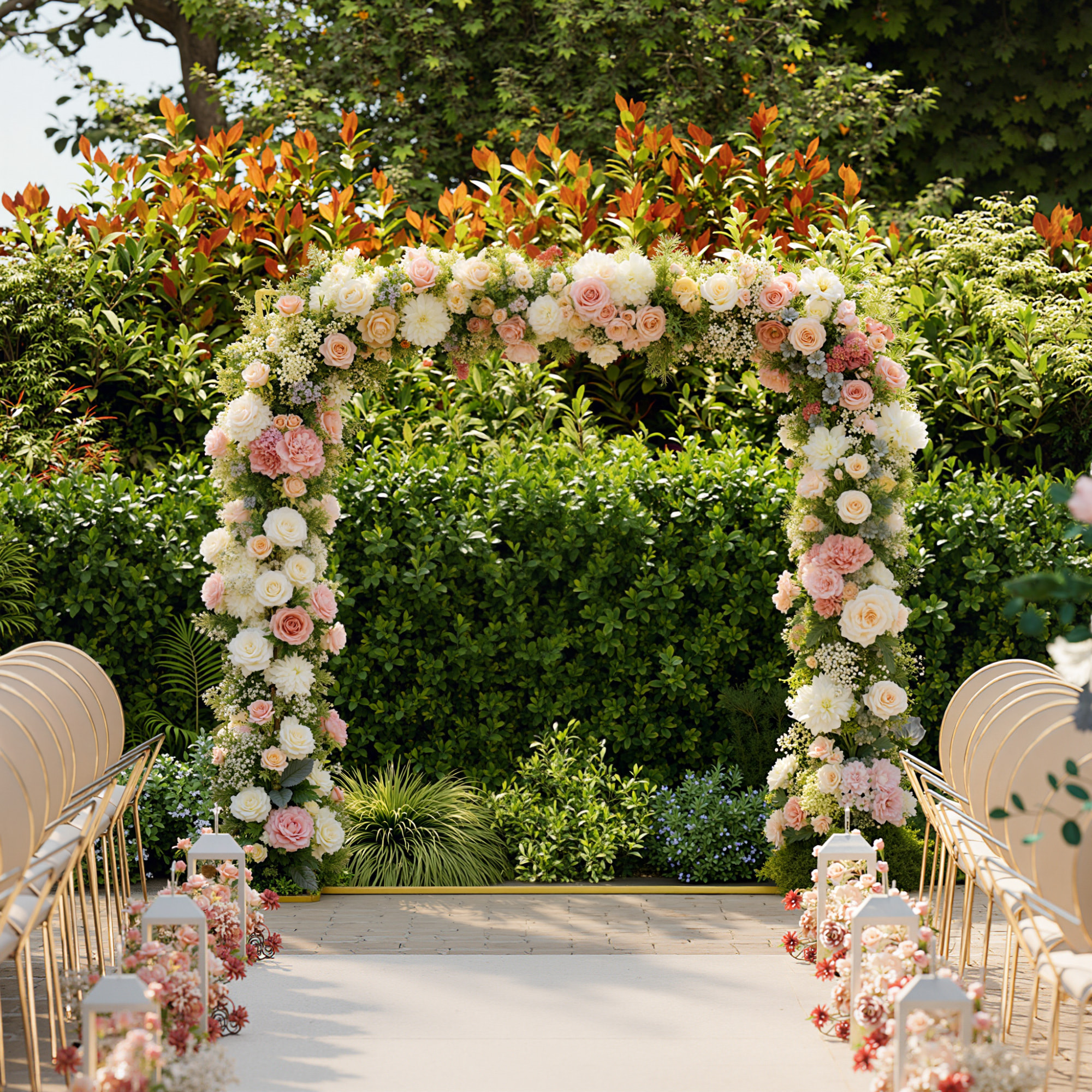 Arche décorative autoportante - arche de mariage - 200 x 40 x 200 cm - métal doré