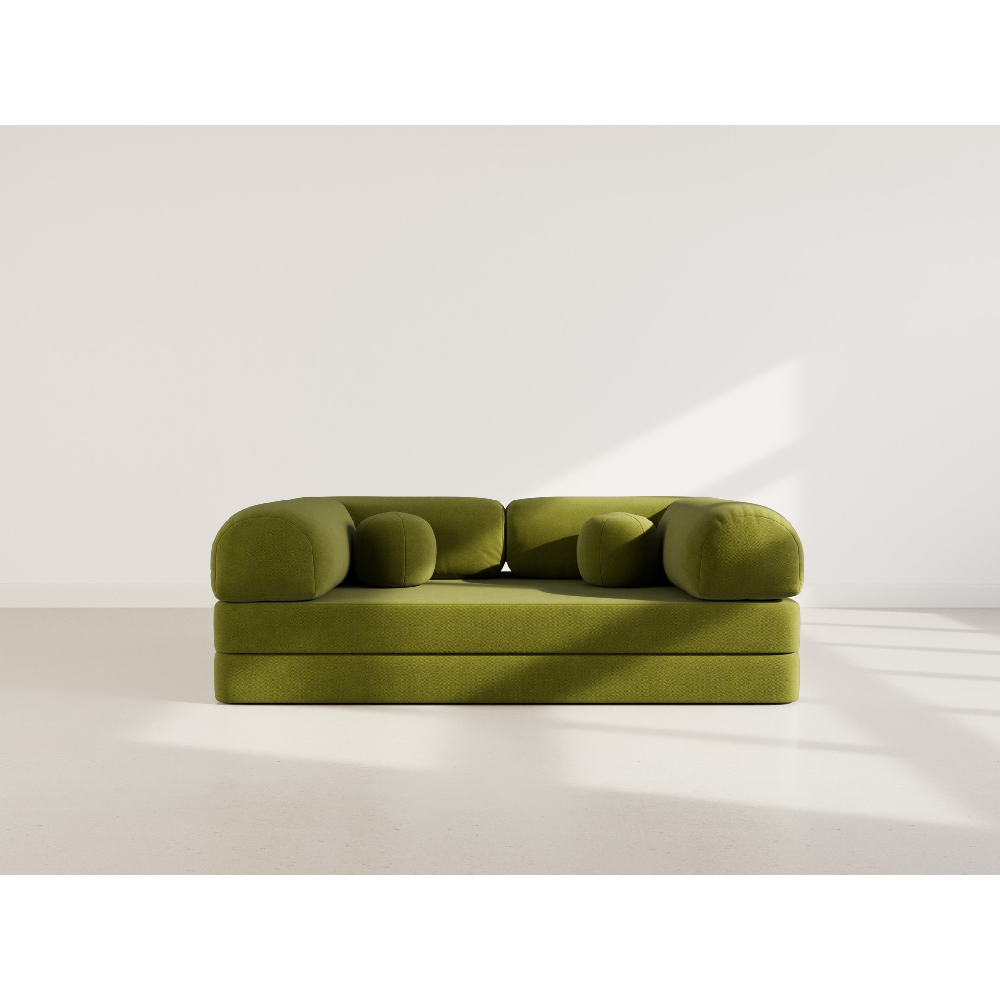 Nebula - Canapé 3 places convertible en velours texturé - Vert Kaki