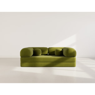 Nebula - Canapé 3 places convertible en velours texturé - Vert Kaki