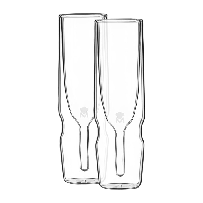 Juego de 2 Copas altas de 190ml de Borosilicato transparente de doble cristal Foodies MasterPRO