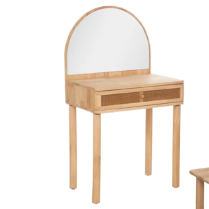 Coiffeuse et tabouret enfant - hévéa et verre