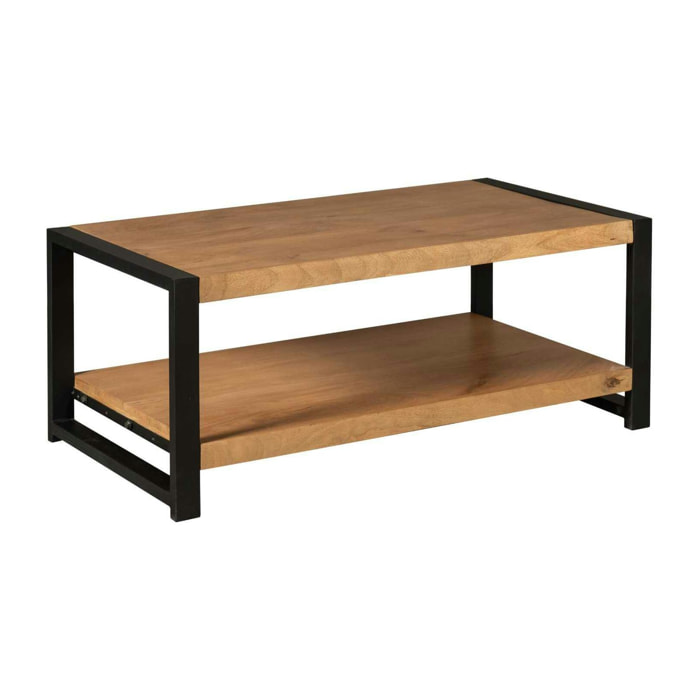 Table basse double plateau bois et métal MILORA