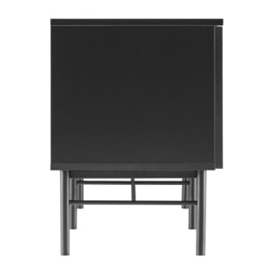 Molly - Meuble tv 2 portes, 2 niches en bois et métal L150cm - Noir