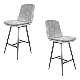 Chaise de bar en velours gris (lot de 2) OKA