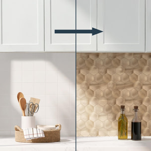 Crédence adhésive murale 3D  - Effet carrelage hexagonal 4 pièces - Cuivre