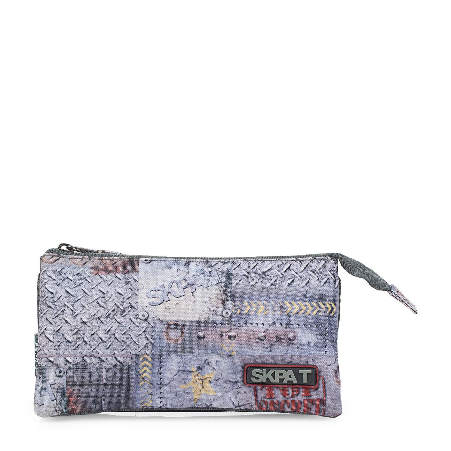 Estuche Escolar Skpat School Line Gris