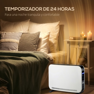 Calefactor Eléctrico 1830-2180W Calefactor para Baño con 3 Modos de Calefacción Pantalla Táctil LED Termostato Regulable Temporizador y Protección Contra Sobrecalentamiento para 12-18 ㎡ Blanco