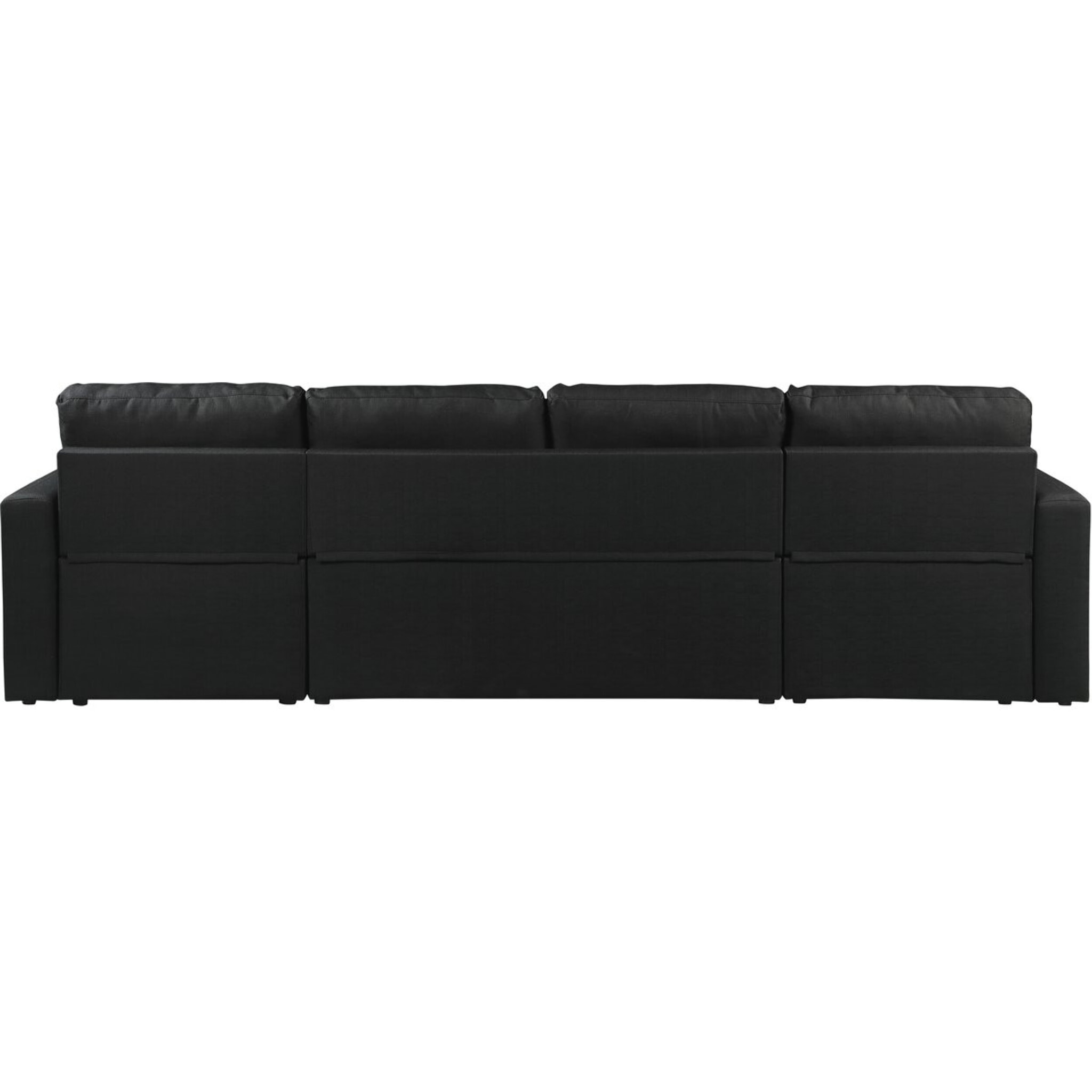 Canapé d'angle panoramique convertible en tissu "Alain" - 4 places - Noir