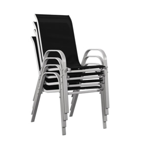 Fauteuil jardin Textilène "Cordoba" - Phoenix - Noir - Lot de 4