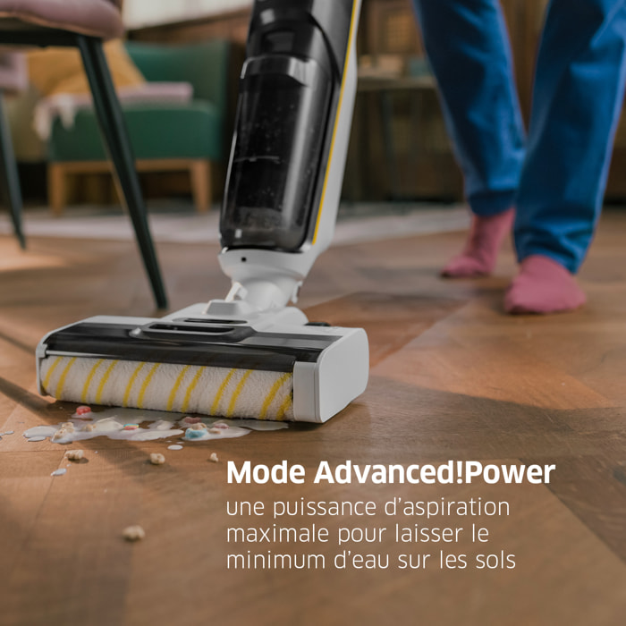 Aspirateur laveur sans fil Karcher FCV4 DRY EXTRA - eau/poussières - 200 m² - aspire lave et sèche - autonettoyage 70° - 2 rouleaux