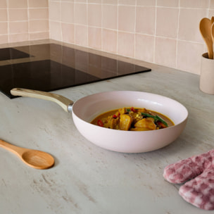 Wok en revêtement céramique 28cm rose - tous feux COLORAMA
