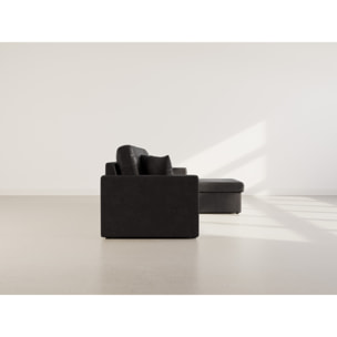 Cyrus - Canapé d'angle réversible 4 places - convertible avec coffre - en simili - Noir