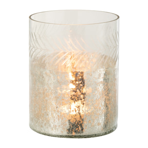 J-Line photophore Classique Craquele - verre -transparent/argent - small