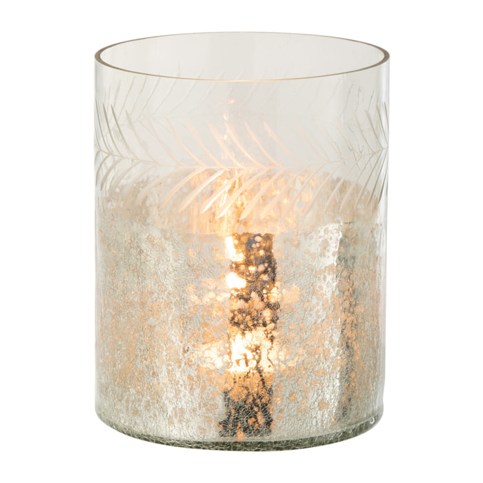 J-Line photophore Classique Craquele - verre -transparent/argent - small