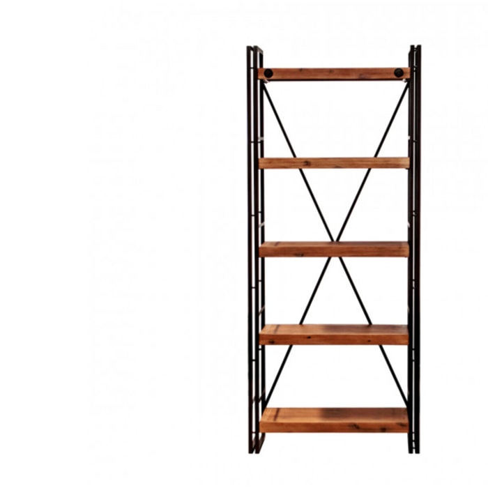 Bibliothèque en bois et métal 5 étagères H.190cm - ATELIER