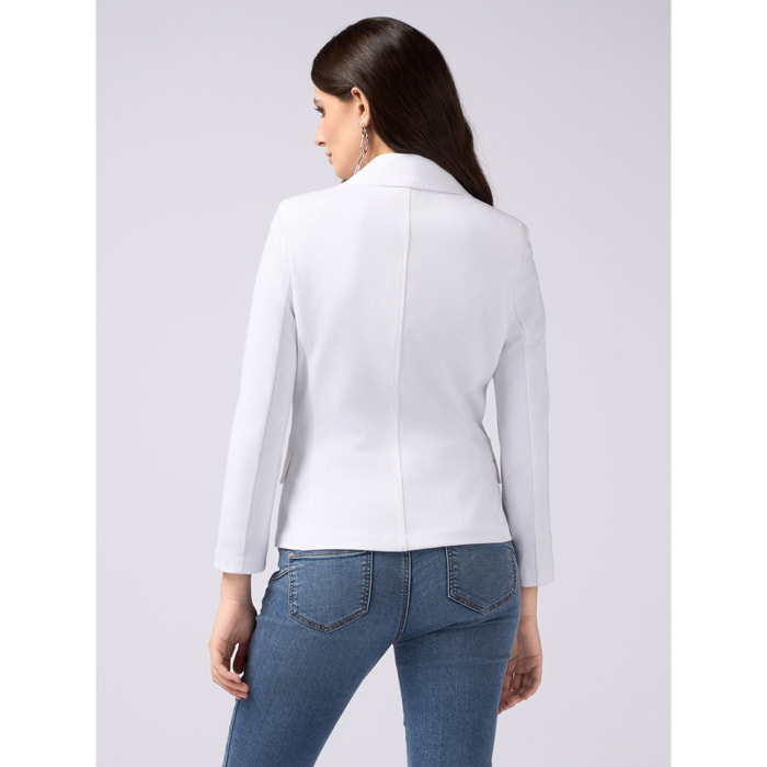 Oltre - Blazer doppiopetto in punto milano - Bianco