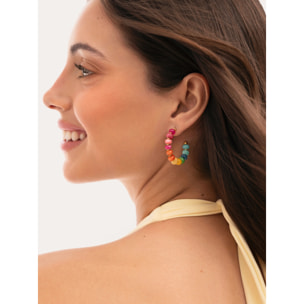 Orecchini Cerchio Color Stones Acciao Placcato Oro