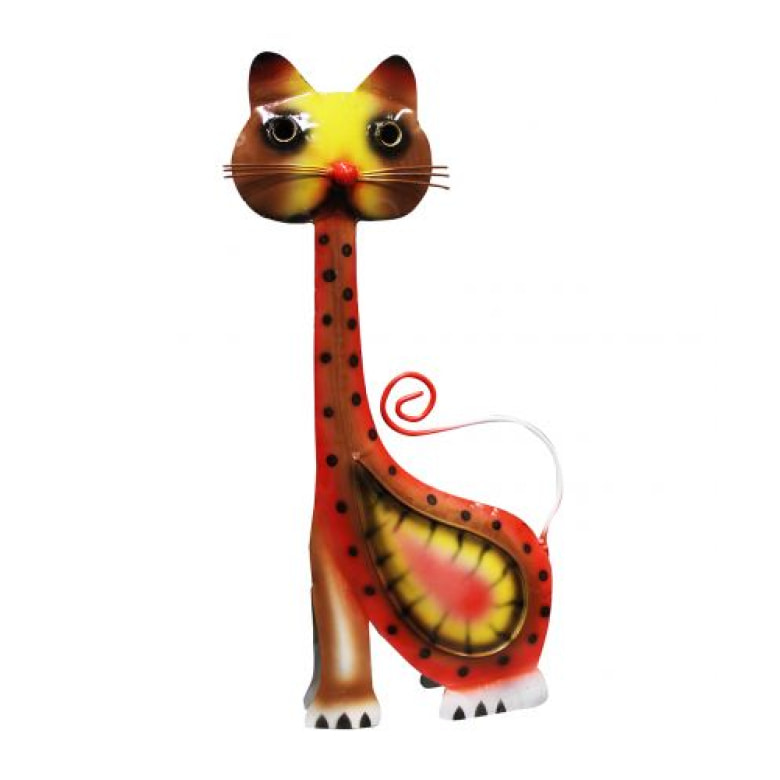 Chat en métal multicolore H43cm - 2 coloris - FELINE